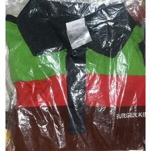 Nwt Retro Burger King Polo Shirt Mens 2XL Black Striped Uniform Work Employee
